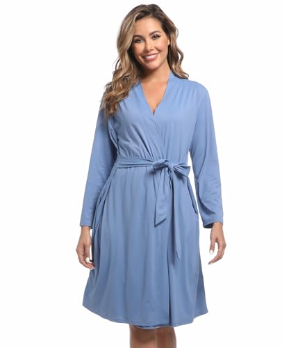 QTECLOR Mommy Robe Set for Maternity with Matching Swaddle Blanket, Delivery Labor Gown Robe for Hospital Women Dress3