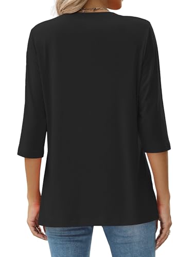 Image of JomeDesign Womens Tops 3 /4 Sleeve Shirts Round Neck Loose Casual Blouses