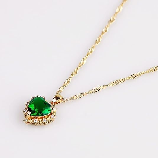 Crystal Love Heart Necklace for Women 14K Gold Plated with Birthstone Charm Pendant Necklace Crystal Zircon Jewelry Gifts for Women - Image 4