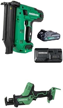 Bundle of Metabo HPT 18V MultiVolt™ 18-Ga Compact Cordless Brad Nailer Kit, NT1850DG + Metabo HPT 18V MultiVolt™ Cordless Reciprocating Saw | One-Handed Design | CR18DAQ4