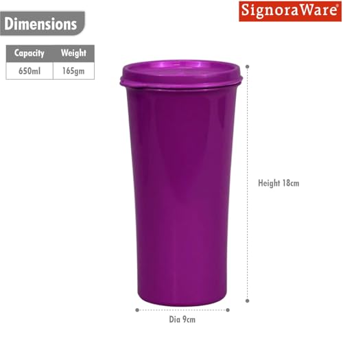 Image of SignoraWare Monarch Stainless Steel Tumbler | Airtight & Leakproof | Easy to Carry & Clean | Ideal for Cold Beverages | Perfect for Office, School, Home & Outdoor Use (650ml | Emagenta)