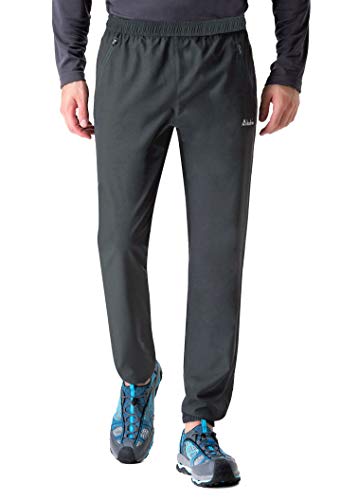 Clothin Men's Elastic Waist Athletic Running Pants Jogging Pants with Pockets(Grey L)