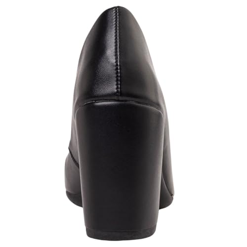 Sapato Scarpin Feminino Salto Alto Bloco Grosso Social Casual Via Angel 7701 (Preto, BR, Adulto, Num