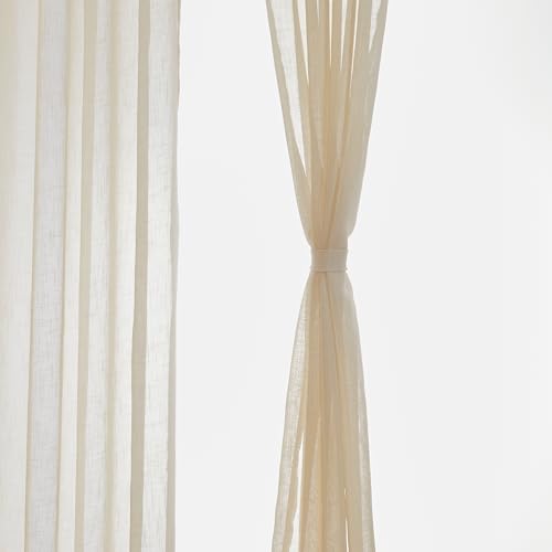 Image of Amazon Basics - Sheer Door Curtains | Light Filtering | 7 Feet | Set of 2 | Plain Design | for Living Room, Bedroom & Balcony | 115 cm x 210cm, Color - Cream