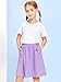 Haloumoning Girls Sweat Skirts Kids Cute Elastic Waist Ruffle A-line Skorts with Pockets Fashion Clothes Light Purple