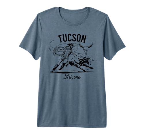 Tucson Arizona Rodeo Bull Rider Steer Wrangler Cowboy Premium Tri-blend T-Shirt