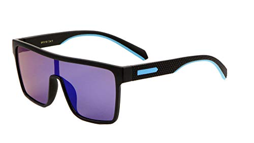 Futuristic Square Flat Top One Piece Lens Shield Polarized Sunglasses