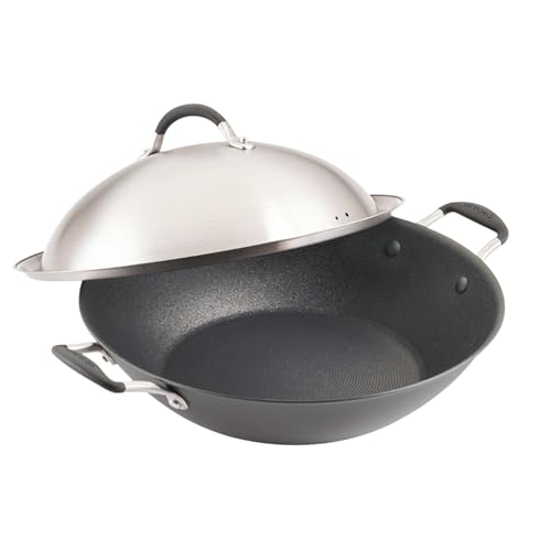 Circulon A1 Series w/ScratchDefense Nonstick Induction Wok with Lid, 14-Inch, Wok Pan with Lid, Graphite by Circulon - Used condition - US$75.59