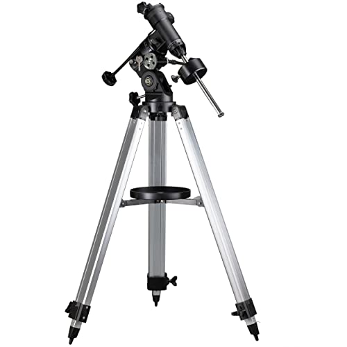 Bresser Teleskop-Montierung EQ3 mit bis zu 5 kg Tragfähigkeit, Universal-GP-Level-Prismenaufnahme und höhenverstellbarem Aluminium-Dreibeinstativ, Silber