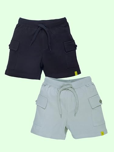 Image of KiddoPanti Boys 100% Cotton Knitted Above Knee Length Basic Cargo Shorts