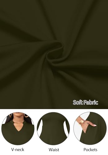Image of Nmoder Casual Dresses for Women Semi Formal Fit and Flare 3 /4 Sleeve A-line Church Work Dress with Pockets