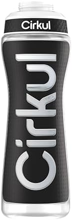 Cirkul 22oz. Black Plastic Grip Squeeze Water Bottle & Sport Lid, BPA-Free, Non-Slip Design for Gym, Biking & Sports