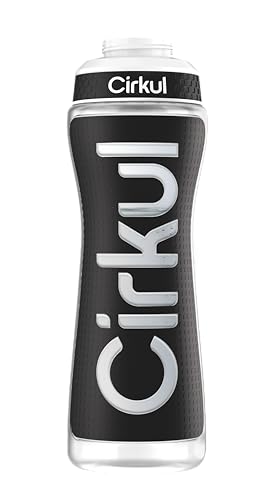 Cirkul 22oz. Black Plastic Grip Squeeze Water Bottle & Sport Lid, BPA-Free, Non-Slip Design for Gym, Biking & Sports