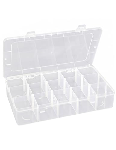 Hlotmeky Plastic Organizer Box with Dividers Bead Organizer 15 Large Grids Tackle box Organizer...