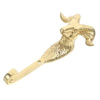 OUNONA Brass Sheep Head Wall Hook Heavy Duty Hand Towel Holder Rustic Animal Head Mount for Hanging Keys Hats Coats Bags Decorative Closet Hook for Bathroom Kitchen Entryway