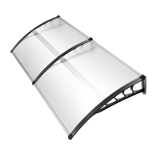 Tettoia per porta di casa, 200 x 90 cm, copertura trasparente, protezione UV, pioggia e neve, portata 15 kg, con pannello solare per PC e supporto in PP, per porte, finestre, balconi