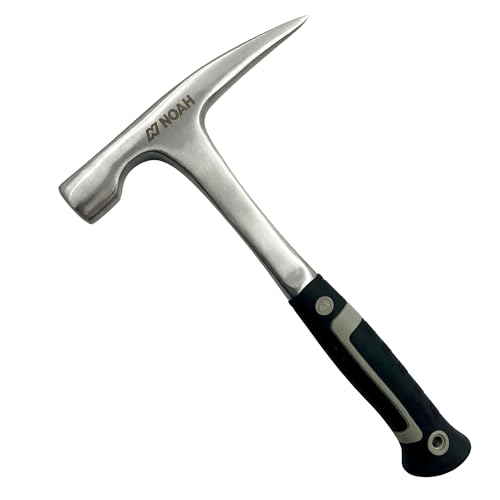 N NOAH Professional 28Oz Geology Rock Pick Hammer for Rockhounding Fossil Hunting Masonry Hammer with Ergonomic Vibration Absorbing Grip #45 Carbon Steel at 12.4 Length