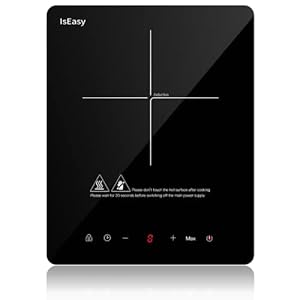 Induktionskochplatte, IsEasy Induktionskochfeld 1 Platte 2100W, 28cm Kochplatte, Tragbares Induktionskochfeld, 9 Heizstufen, 8-Stunden-Timer, Touch-Steuerung, Booster-Funktion, Schwarz, 220-240V