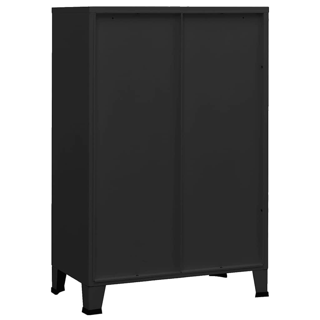 Metalowa szafka przemysłowa, 6 przegródek, czarna, 75 x 40 x 115 cm, szafka do przechowywania, szafka do biura, korytarza, salonu