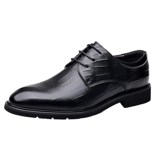 Men's Lace up Pointed Toe Dress Shoes Genuine Leather Business Casual Formal Office Work British Style Comfortable Wedding Groom Best Man Footwear