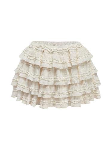 Women's Textured Mini Skirt Y2k Ruffle Layered Elastic Waist Coquette Skirts