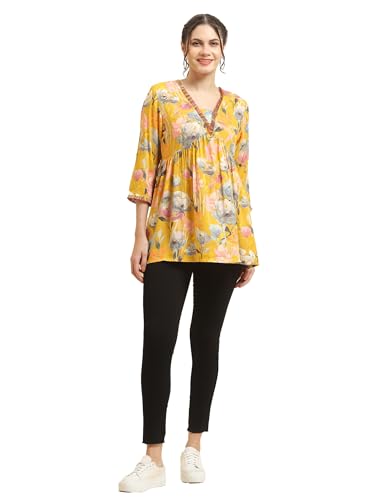 Image of Shree Women Liva (Rayon) White Floral Print Kurta