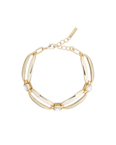 Karen Millen Crystal Ellipse Bracelet For Women (Gold/Clear Crystal)
