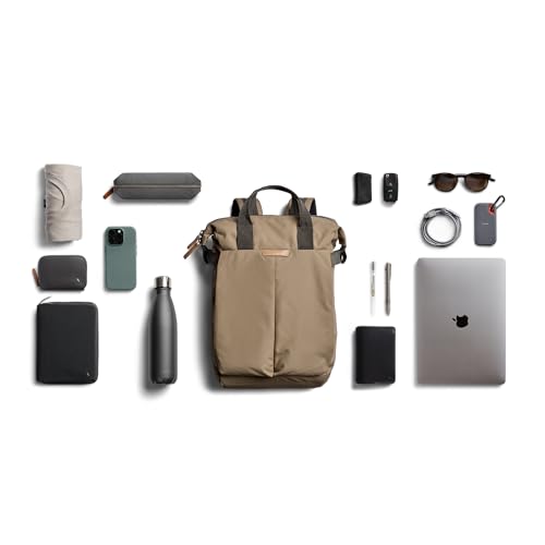 Image of Bellroy Tokyo Totepack, Convertible Backpack Tote Bag - Khaki | Water-resistant woven convertible backpack and tote bag for work and everyday carry