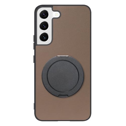 LOOF RING-SHELL �{�v ���U�[ �X�}�z�����O �X�}�z�P�[�X for Galaxy S22 �p �P�[�X �J�o�[ �����O �����O�t�� �X�g���b�v�z�[�� �X�^���h �����h�~ �V���v�� �ϏՌ� ���^ �y�� leather [���e�u���E��]