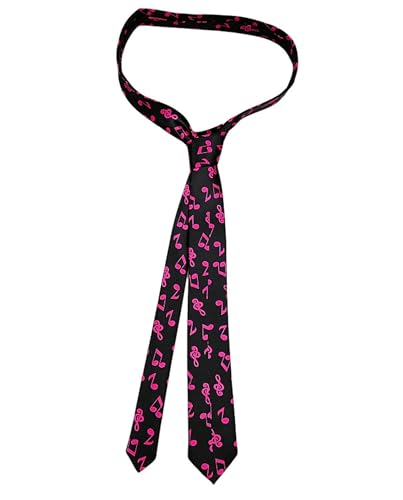 MOPZIJA Cravate longue pour femme Homme à Notes de Musique - Cravate Fine Skinny en Polyester avec...