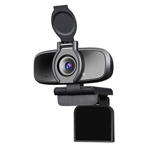 Dericam Webcam, HD 1080P Webcam, USB Webcam for Video Calling, Gaming and Live Streaming with Mic and Privacy Cover, PC Desktop and Laptop, Wide Angle Lens, Flexible Rotatable Clip Cover
