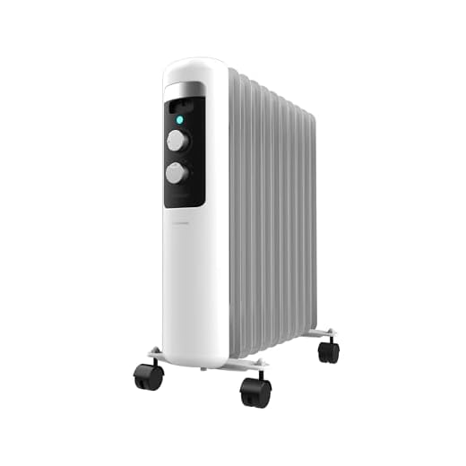 Cecotec Radiador Eléctrico de Aceite Bajo Consumo de 11 Módulos ReadyWarm 11050 Space White. 2500W, 3 Niveles de Potencia, Sistema de seguridad y Ruedas, Ideal para 25m², Blanco
