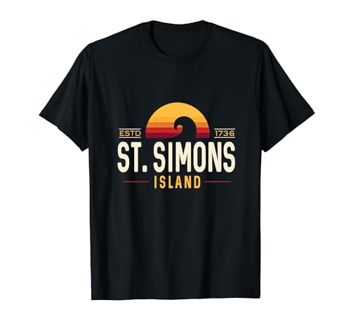 Isla de San Simones Georgia | Ola Retro de la Isla de San Simones Camiseta