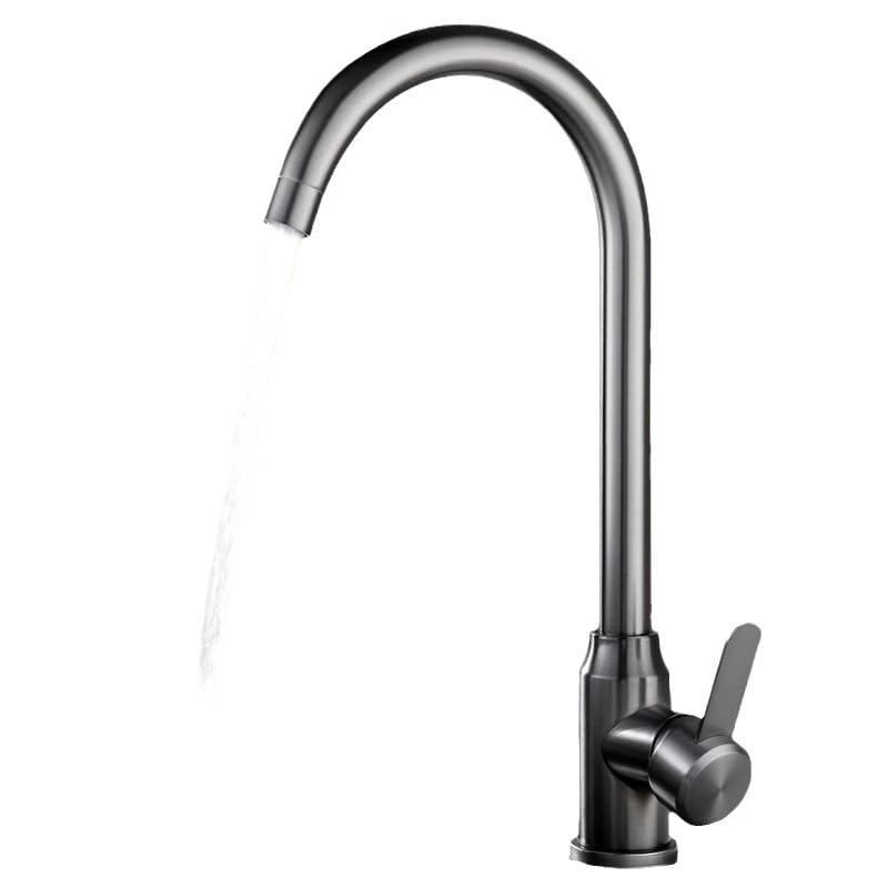 NOKTAI Grifo de Cocina de Acero Inoxidable 304 con Agua Caliente y fría, Color Gris Plomo.
