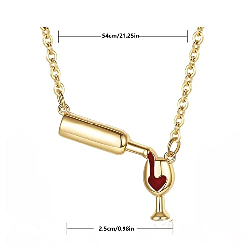Colar Vinho - Garrafa Vinho Colar Pingente para Meninas | Colar pingente vinho e taça para mulheres,