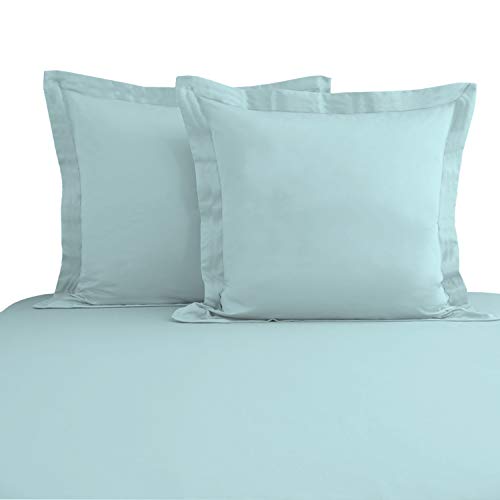 Pizuna 400 Fils Au Pouce Carré Coton Taie Oreiller 65x65 Lot De 2 Glaceaqua, 100% Coton À Fibres Longues Luxueuse Housse d'oreiller en Satin Doux pour Le Lit, Le Canapé Et Le Canapé Cover