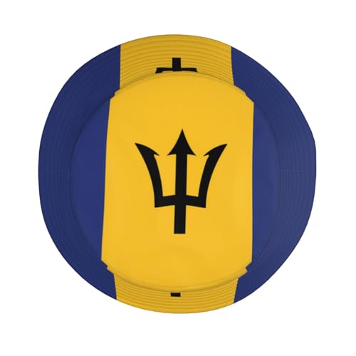 Flag of Barbados Adult Unisex Sunshade Bucket hat, Non-Shrinking, Lightweight, Breathable, Foldable, Easy to Store Black4