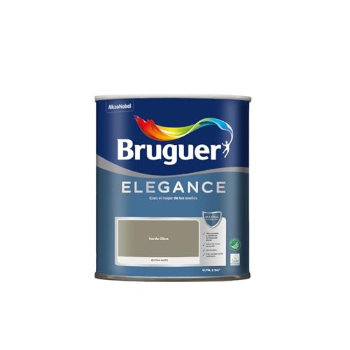 Bruguer ELEGANCE Pintura Monocapa ExtraMate, Paredes y Techos, Interior, Exterior protegido, Alta Durabilidad, UltraLavable, Resistente al Desgaste y Manchas Verde Oliva 750 ml