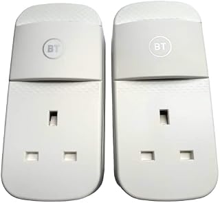 British Telecom BT Powerline Adapters 1000 MBps 1GB Set of 2 Plugs Gigabit Networking Ethernet, White