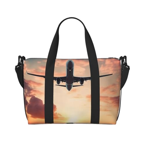 Travel Duffel Bag for Women, Large Shoulder Weekender Overnight Bag, Sport Gym Bag for Men, Carry On Tote Bags, Airplane Sunset Sky Luggage Bag for Travel Essentials