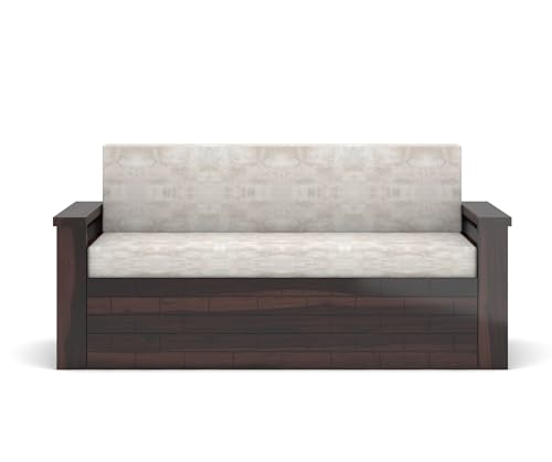 Image of Solid Sheesham Wood Diwan Bed for Living Room & Bedroom | Modern Wooden Sofa Cums Bed with Side Storage Rack | Multipurpose Day Bed for Home Furniture (Walnut Finish)