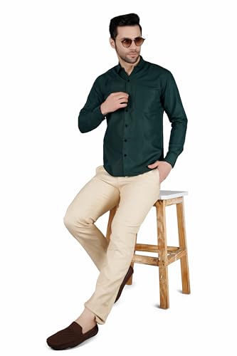 Image of Mens Slim fit Solid Casual Cotton Shirt with Spread Collar and Full Sleeves || Suitable for Office wear