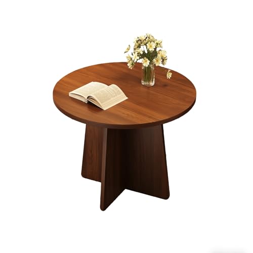 Table d'appoint ronde gigogne – Table basse multifonction en bois pour petits espaces de salon et appartement – Finition noyer foncé (50 x 45 cm)