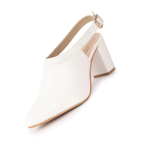 Image of FAUSTO Women Pointed Toe Block Heel Adjustable Backstrap Shoe Style Sandals | Soft Padded Insole | Semi Formal Outfit Sandals