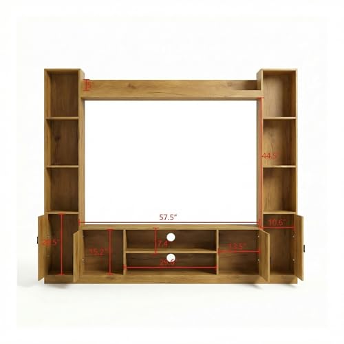 Image of Raywud Elavora Engineering Wood Floor Standing TV Entertainment Unit Set | TV Cabinet with Shelves for Books & Decor Display Unit Bed Living Room | Ideal for TV Unit Upto 55 inch | DIY Assembly (Gold Oak)