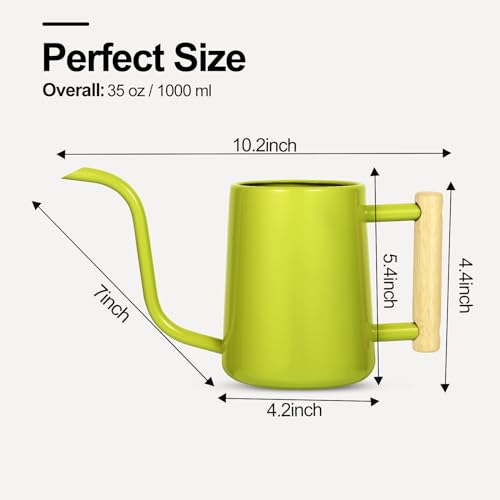 Image of Watering Can Indoor Plants, 35 oz /1000 ml Metal Stainless Steel Watering Can Pot with Long Spout for Indoor House Plants Bonsai Outdoor Garden Flower Decorative (Bright Green)