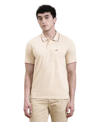 Image of CROCODILE Men Solid Polo T-Shirt | 100% Cotton | Short Sleeve | Slim Fit | Button Placket White