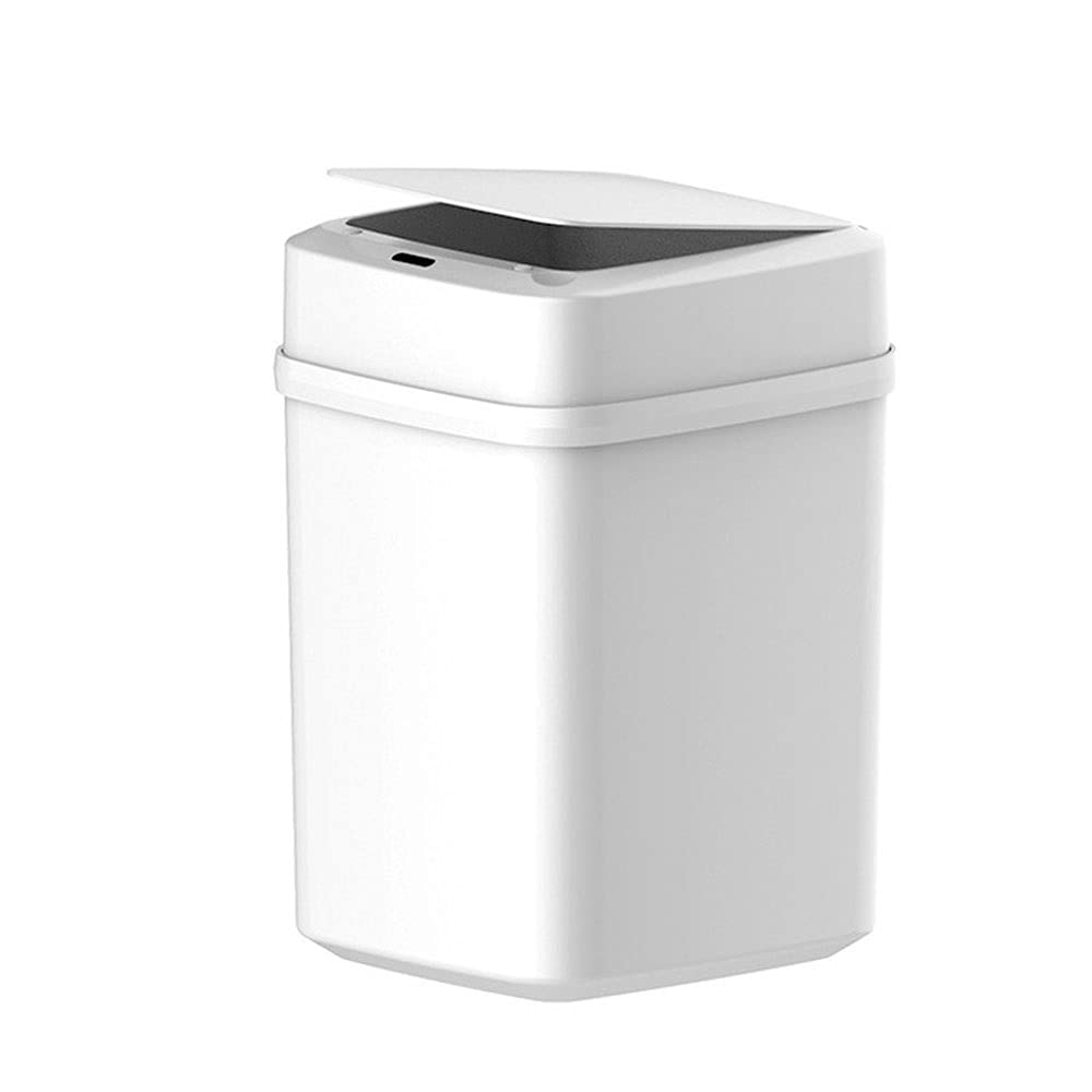 10 L Automatic Touchless Smart Trash Can Infrared Motion Sensor Trash Bin Rubbish Waste Bin Kitchen Trash Can Garbage Bins(White)