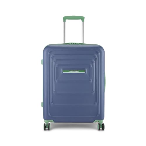 Image of Uppercase Helix Solid (Medium) 68Cm Textured Trolley Bag With Combination Lock, 8 Wheels, Eco Polycarbonate Luggage, Laundry Compartment, Durable Design For Travel - Suitcase For Men & Women Navy Blue