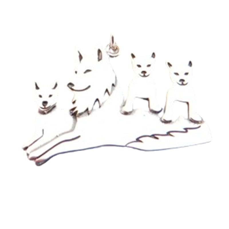 Collar de mamá lobo en plata de ley como joyería para madre e hijo afectiva